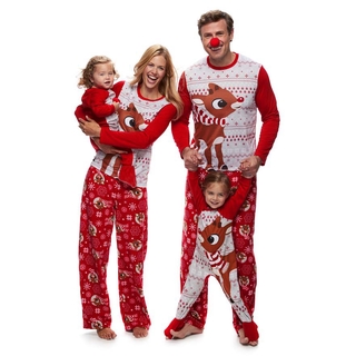 2021Family Pajamas Set Christmas Fashion Adult Kids Pajamas set Family Matching Outfits Cotton Nightwear Sleepwear Red Pyjamas