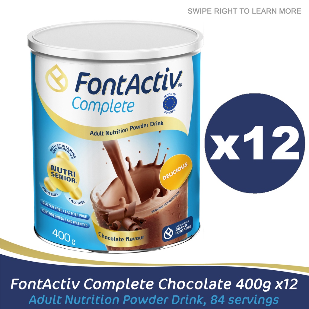 FontActiv Complete Chocolate 400g Bundle Of 12 Adult Nutrition Powder