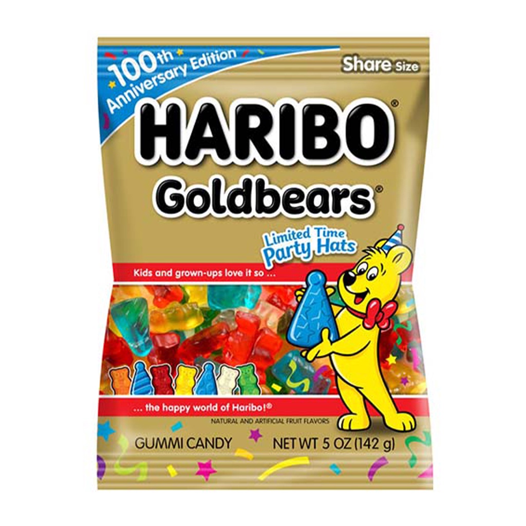 HARIBO Goldbears Limited Time Party Hats Gummi Candy, 100th Anniversary ...