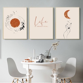 Abstract Boho Style Hand Sun Moon Scene Canvas Painting Print Nordic Wall Decorative Posters for Living Room Home Art Decoration #2