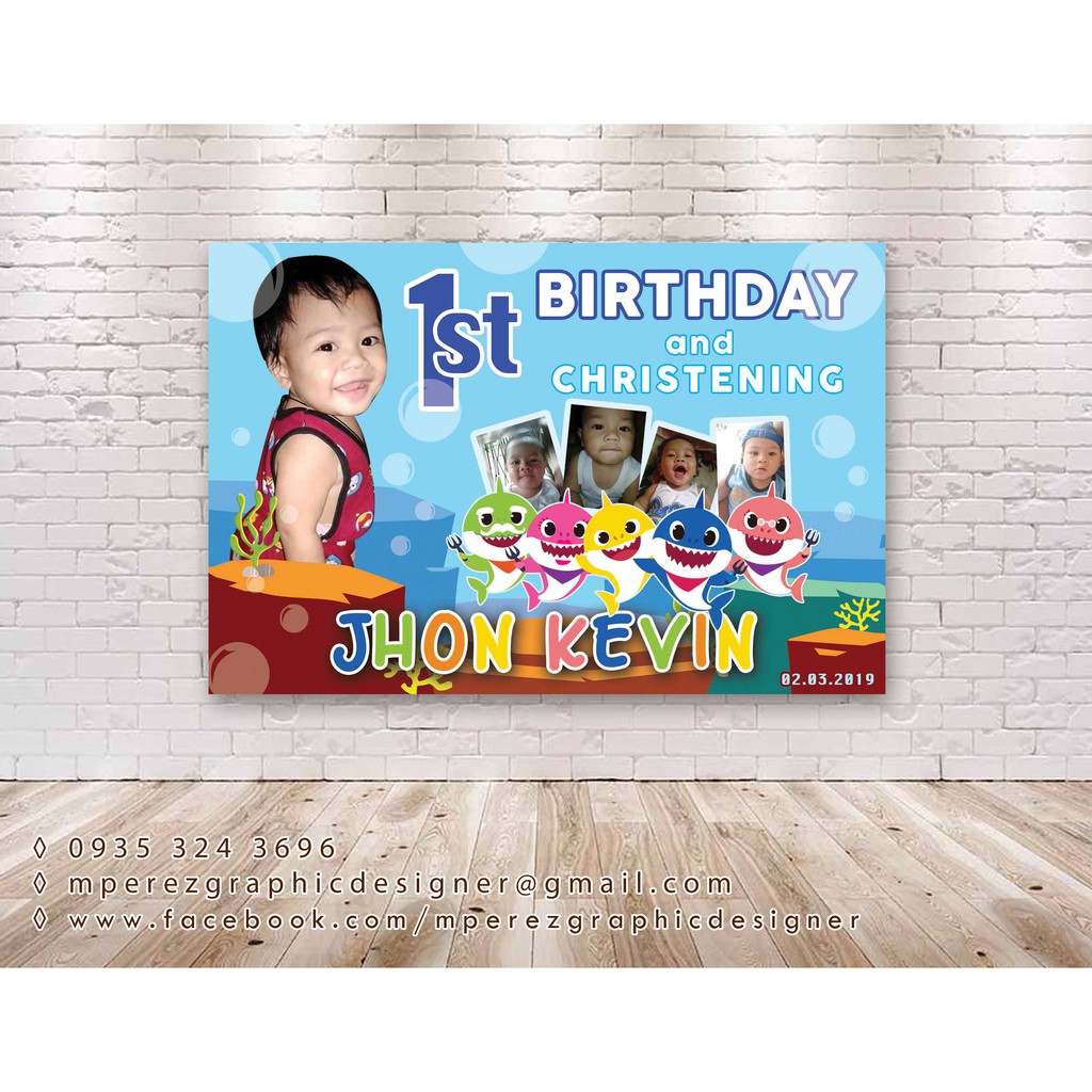 Baby Shark Tarpaulin | Banner | Birthday | Christening | Binyag ...