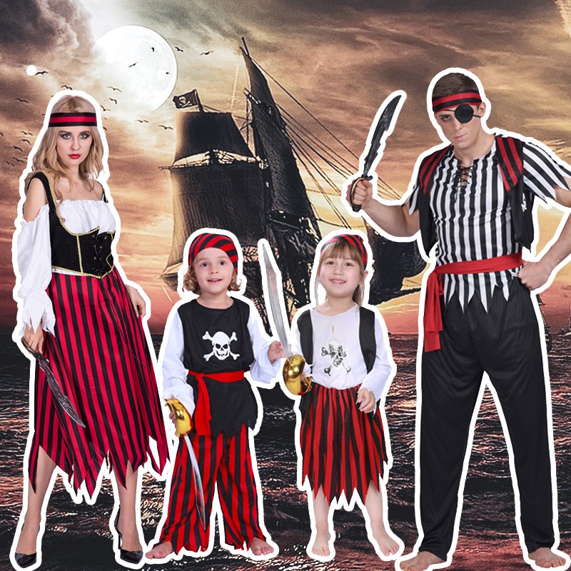 Adult Kids Halloween Costume Disney Pirates Cosplay Caribbean Pirate ...