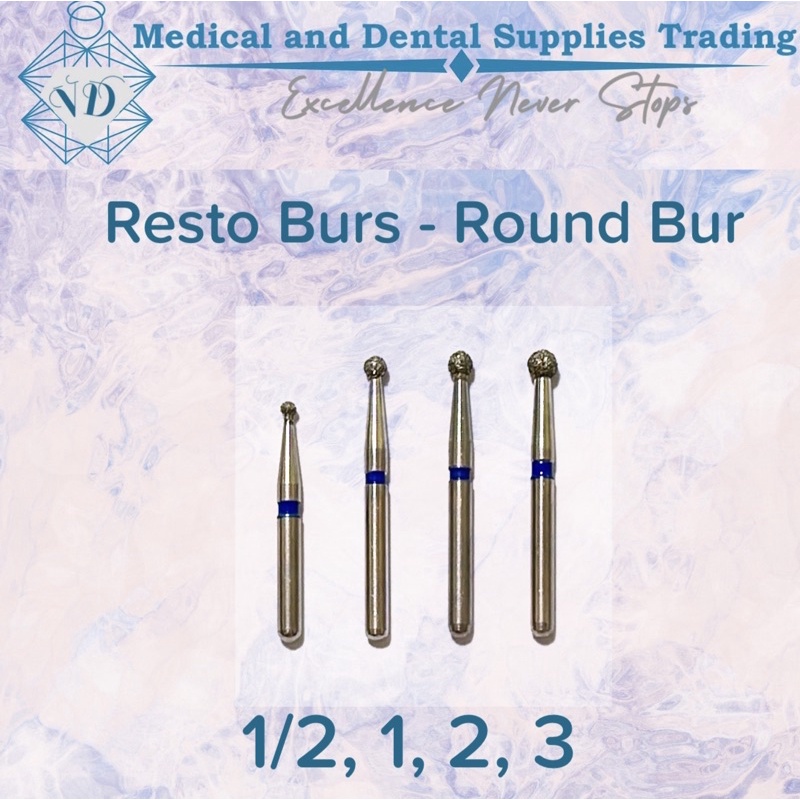 High Speed Resto Burs Round Bur 1/4, 1/2, 1, 2, 3 (sold per piece