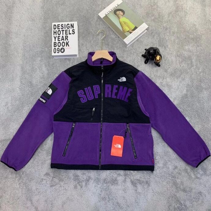 supreme logo fleece jacket