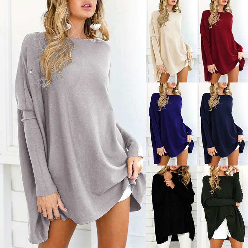 Womens Long Sleeve Sweater Blouse Ladies Oversized Knit Jumper Pullover Tops New