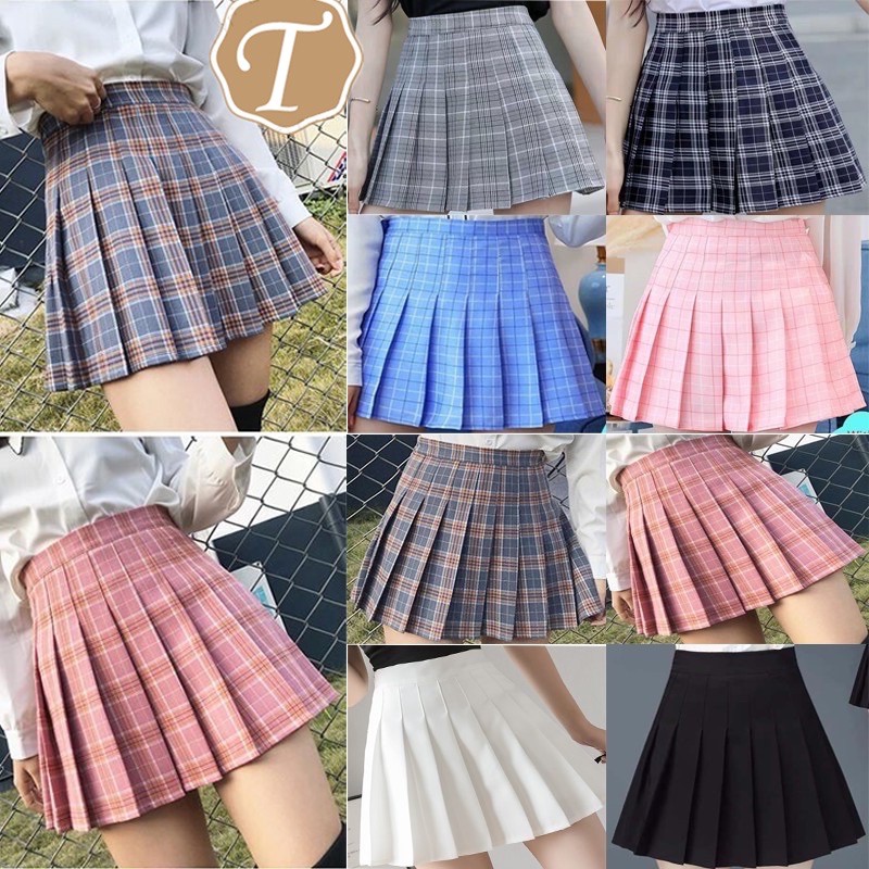 ☆iandu☆ Korean Fashion Womens High Waist Skirt Slim Pleated Skater Tennis School Skirt D100