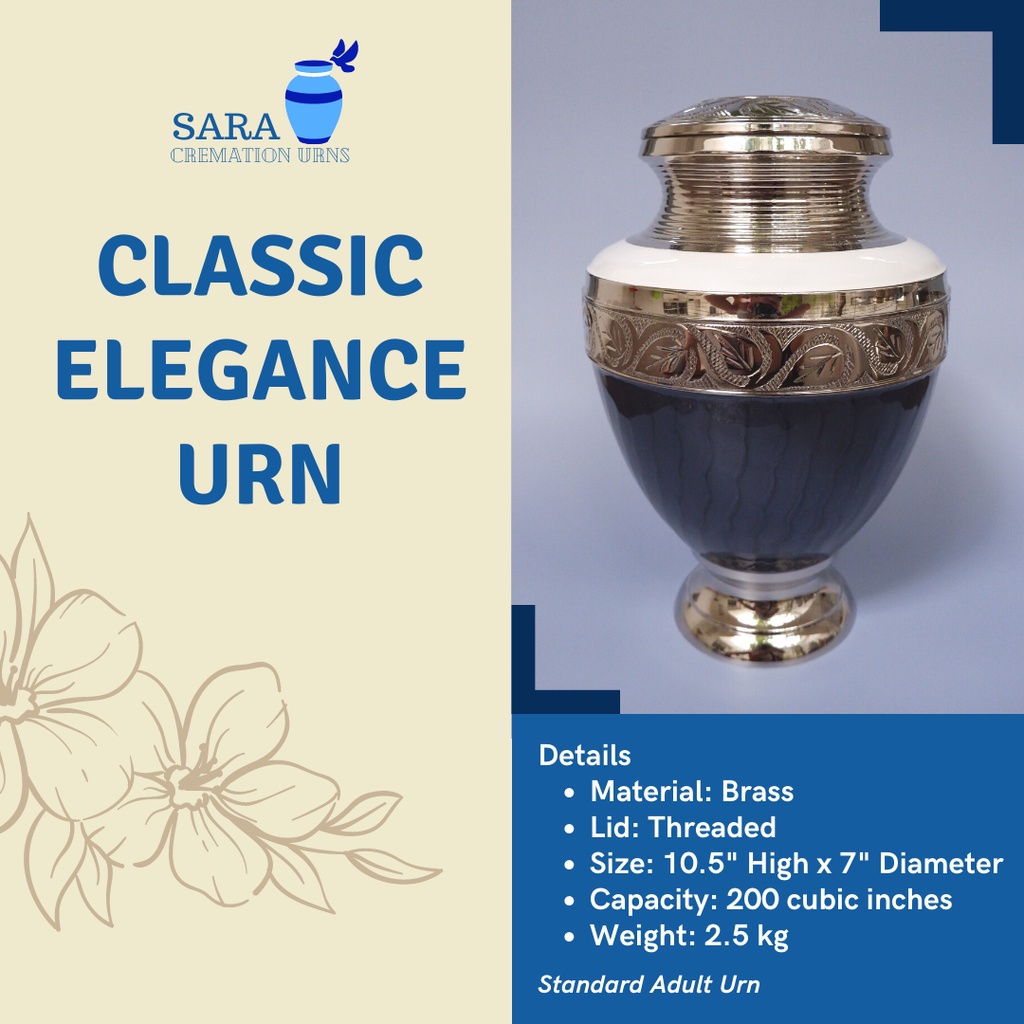 [saraurnsph] Classic Elegance Brass Urn Black Metal Urn Black Urn Plain