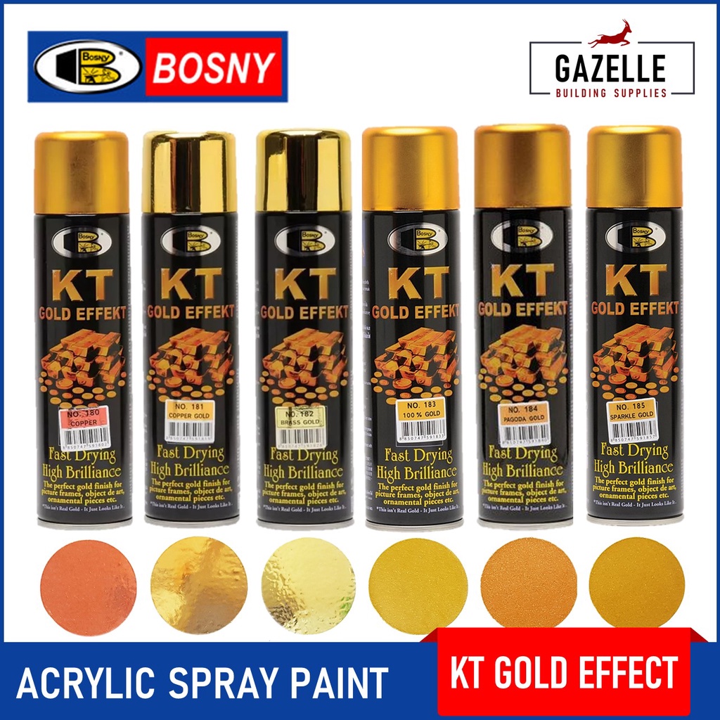 Bosny KT Gold Effect Spray Paint Gold Spray Paint Metallic Gold Colors