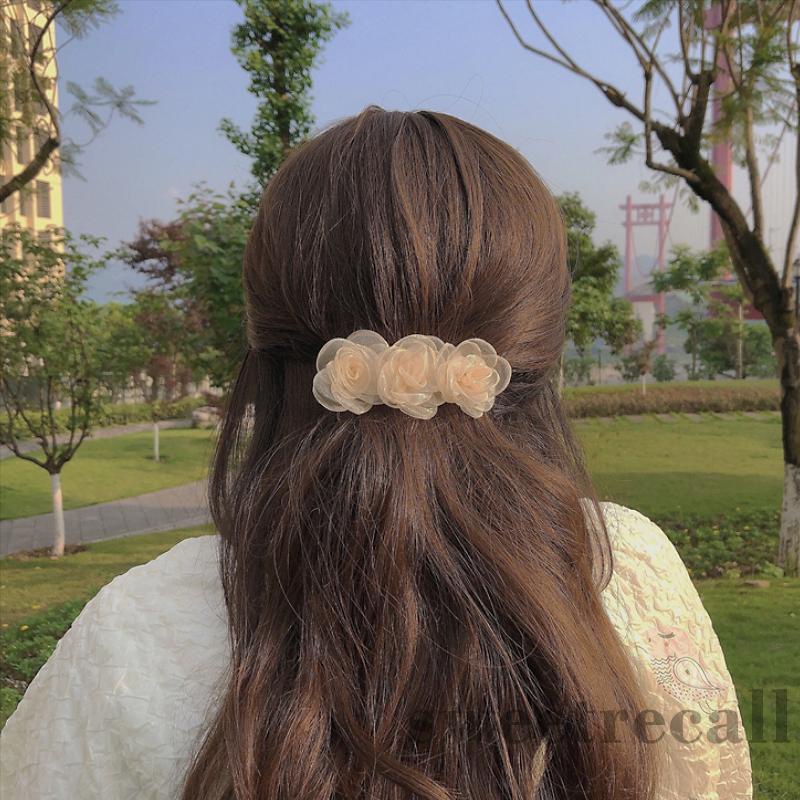 SWT-Women´s Hair Clip Three Camellia Ornamental Design Metal Spring Clip  Cute Fresh and Delicate Hair Accessories | Shopee Philippines