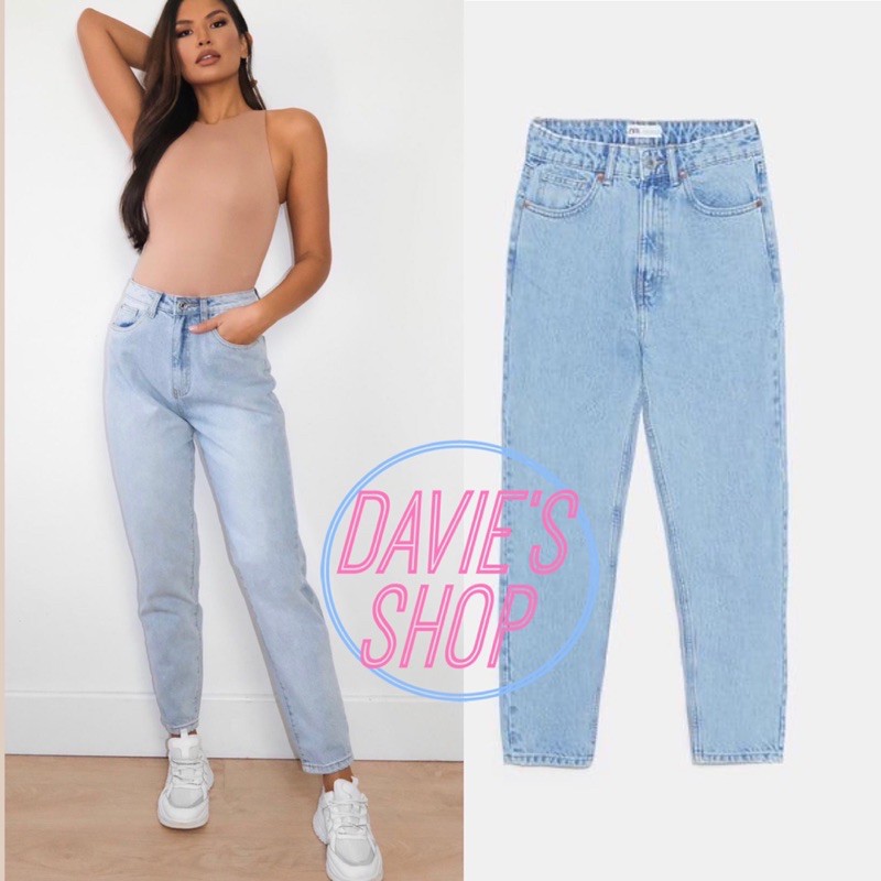 Faded Blue Mom Jeans HighWaisted Mom Jeans Ankle Cut Design Light Wash