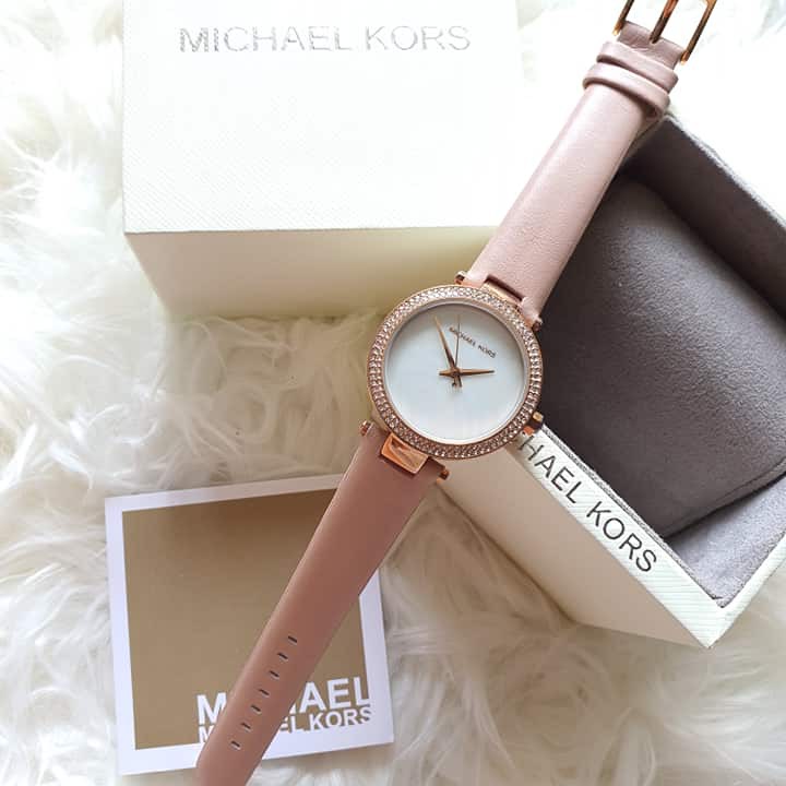 michael kors rose gold watch leather strap