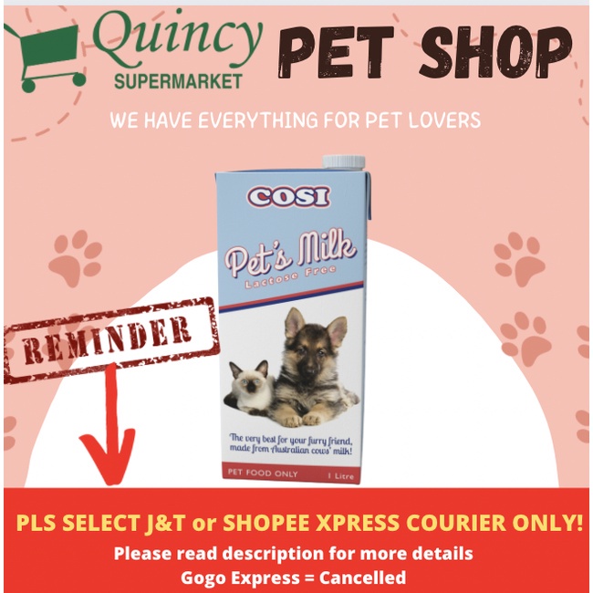 Cosi Pets Milk 1L (x12) 1 box - Quincy Supermarket | Shopee Philippines