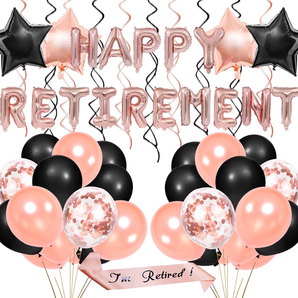 JOYMEMO Retirement Party Decorations Black And Gold The Legend Has Retired Banner Im Retired Satin Sash Retirement Supplies for Men Hanging Swirl Decorations 