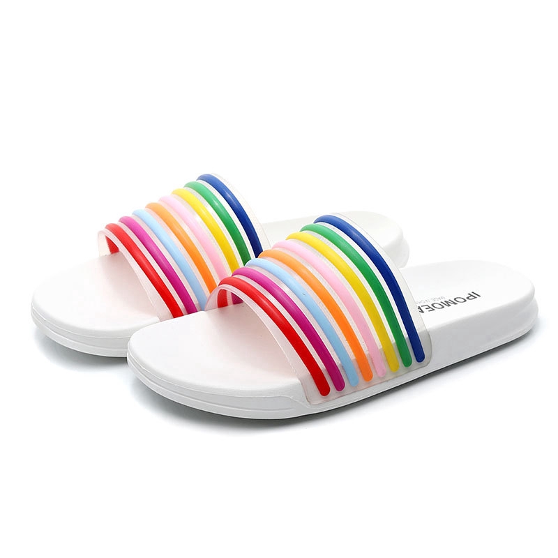 rainbow thick soled slippers