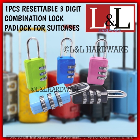 Mini Padlock 3 Digit Resettable Combination Travel Luggage Suitcase Code Lock Random Color,Pack of 6 