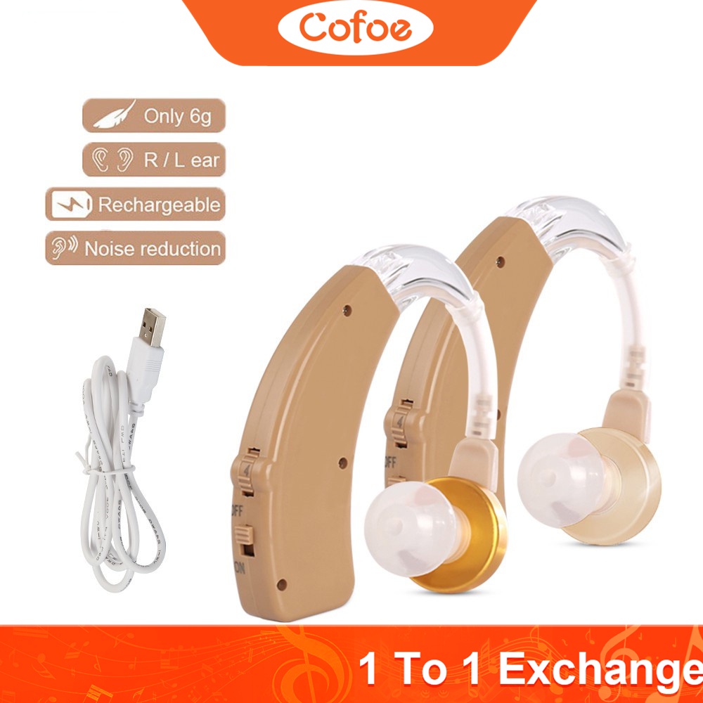 Cofoe USB Rechargable Hearing Aid Elderly Hearing Loss Sound Amplifier Behind The Ear for