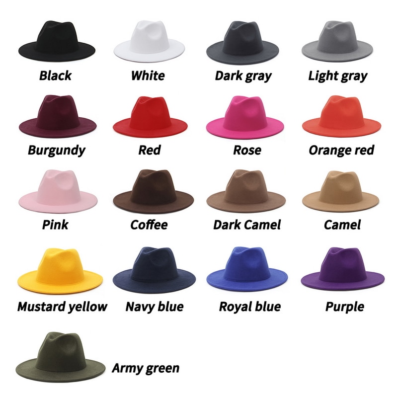 Gemvie All Match Wide Brim Fedora Hat For Women Solid Color Wool Felt Hat For Men Autumn Winter Panama Gamble Yellow Jazz Cap Shopee Philippines