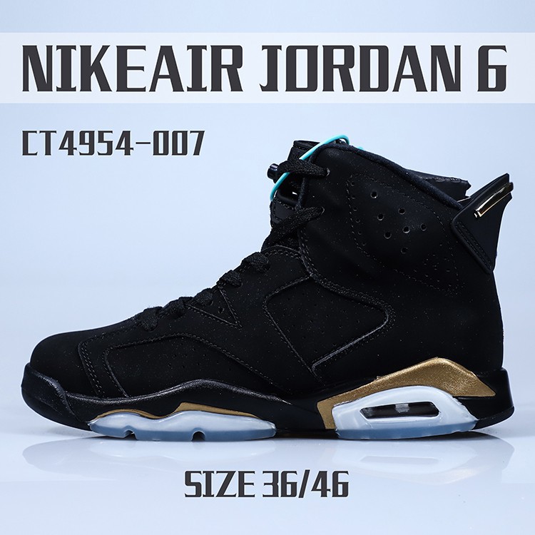 Air Jordan 6 Dmp Black Gold Pure Black Basketball Shoes Shopee Philippines