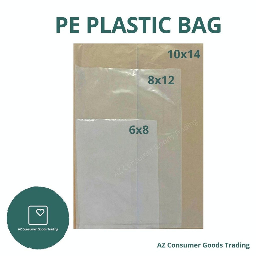 AZ Consumer Clear All Purpose PE Plastic Bag | 6x8 | 8x12 | 10x14 | 100 ...