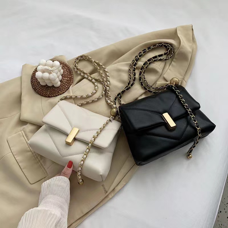 AL 2727 Korean Sling bag lock cell phone bag retro rhomboid chain bag