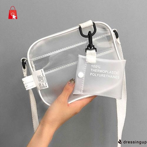 RHS-Women Transparent Casual Simple Messenger Bag PVC Clear CRT ...