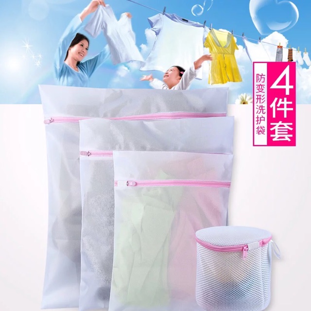 4pcs /Set Washing Net Bag Storage Organizer Pouch Shopee Philippines