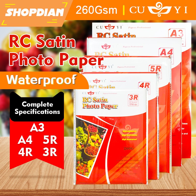 Cuyi RC Satin Photo Paper A3 260gsm 20Sheets | Shopee Philippines