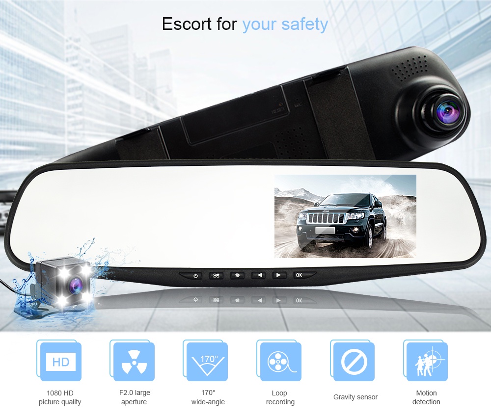 ODSCN Full HD 1080P Video Camera w/ Dual Lens for Vehicles Front ...