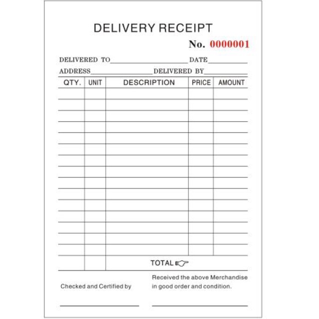 Delivery Receipt Sample Master Template