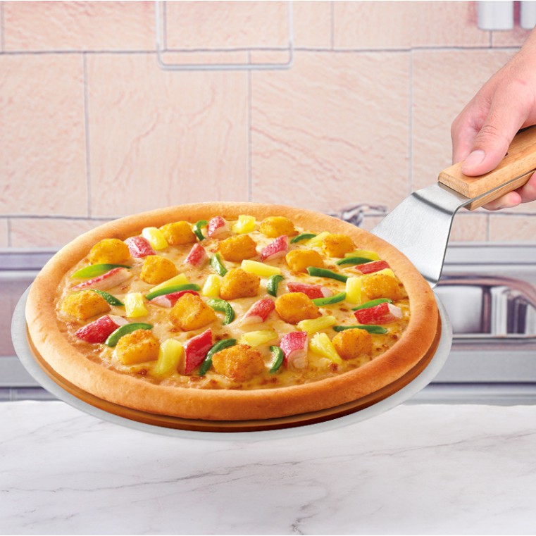 Waykea 12” Stainless Steel Pizza Peel Baking Shovel Paddle Cake Lifter Transfer Tray for Baking Homemade Pizza Bread Pie Cake 