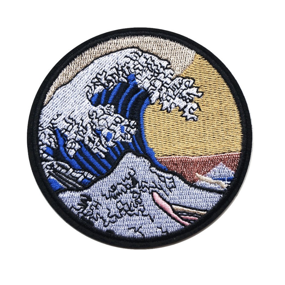 Japanese Great Wave Kanagawa 9cm Art Sea Ocean Iron On Sew DIY Decor ...