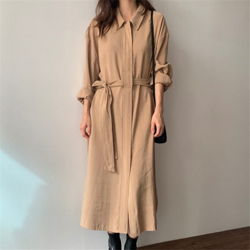 tan shirt dress