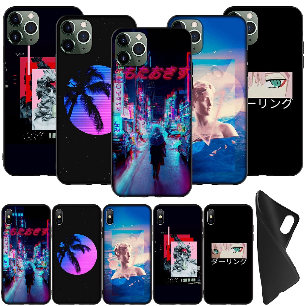 Iphone 11 Pro Xr X Xs Max 6 6s 7 8 Black Soft Phone Case Sad Anime Vaporwave Aesthetic Shopee Philippines