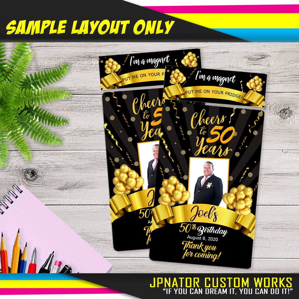 Black and Gold 50th Birthday SouvenirRef ATM SizeSouvenir