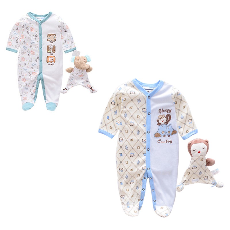 0-3 Months Baby Boys Girls Sleepsuit Newborn Romper Long Sleeve Jumpsuit Cotton Onesie Footies Pajama