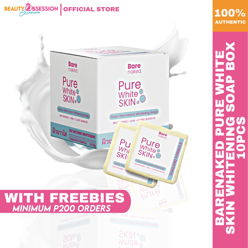 Barenaked Pure White Skin Bleaching Soap Box 10pcs | Shopee Philippines