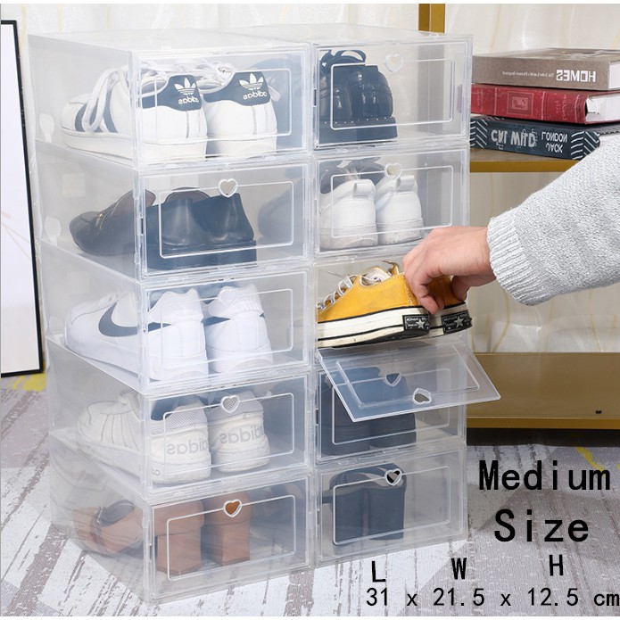 COD 12PCS SHOE BOX Transparent Clear Plastic Storage Organizer Korea ...