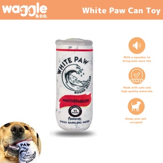 Waggle & Co. White Paw Can (Hard Seltzer) Toy For Dogs with Squeaker / Pet (Dog/Cat) Toy