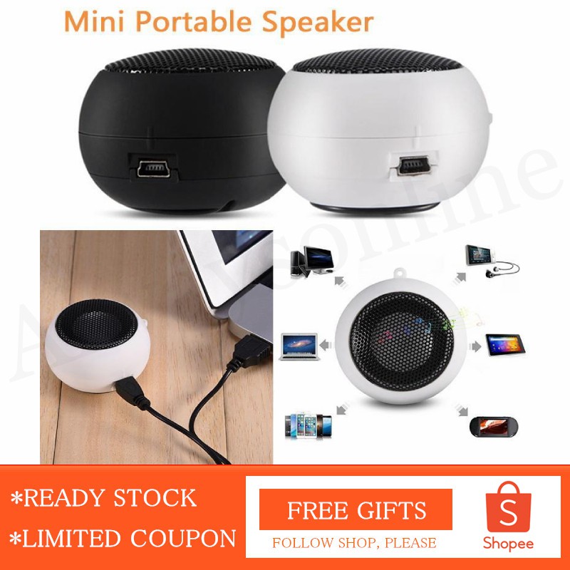 Mini Travel Loud Speaker with 3.5mm Audio Cable USB External Speaker for Mobile Phone MP3 PC White Retractable Speaker Portable Computer Speaker 