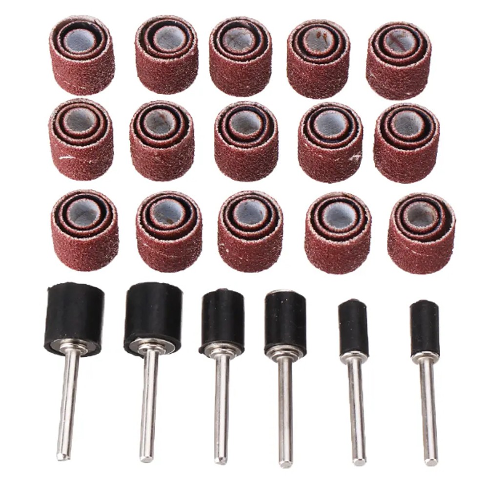 51/102pcs 120 Grit Sandpaper Sanding Drum with 3mm Shank Mandrels Set