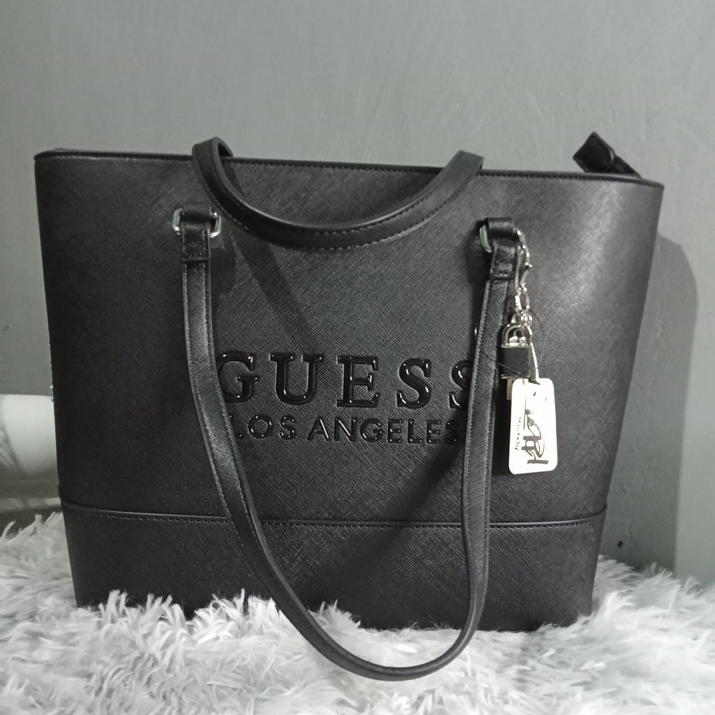 GUESS Rodney Tote Shoulder Large Bag ZIPPED Black Shopee Philippines