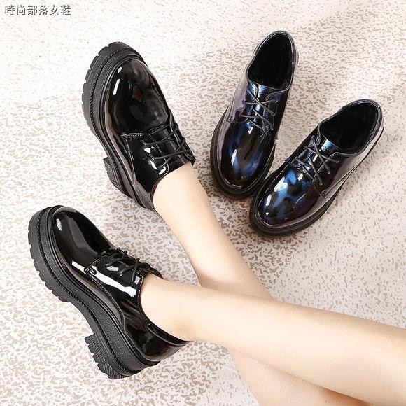 black patent platform shoes