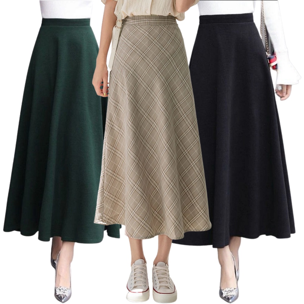 High Waist Long Skirt Fits 25-28 Black Maxi Stretchable | Shopee ...