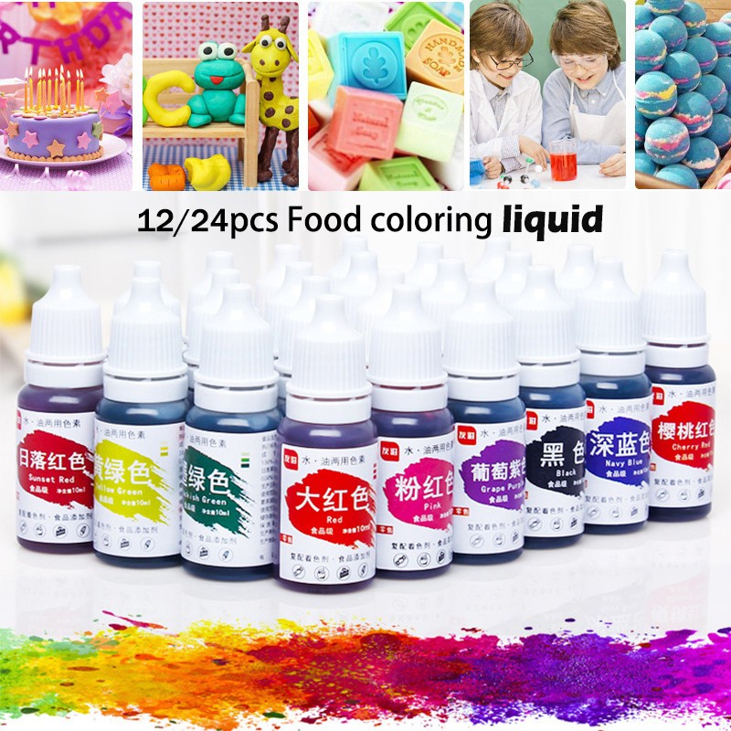 Cake Food Coloring 12/24 Colors Gel 10ml Natural Ink DIY Craft Pastries ...