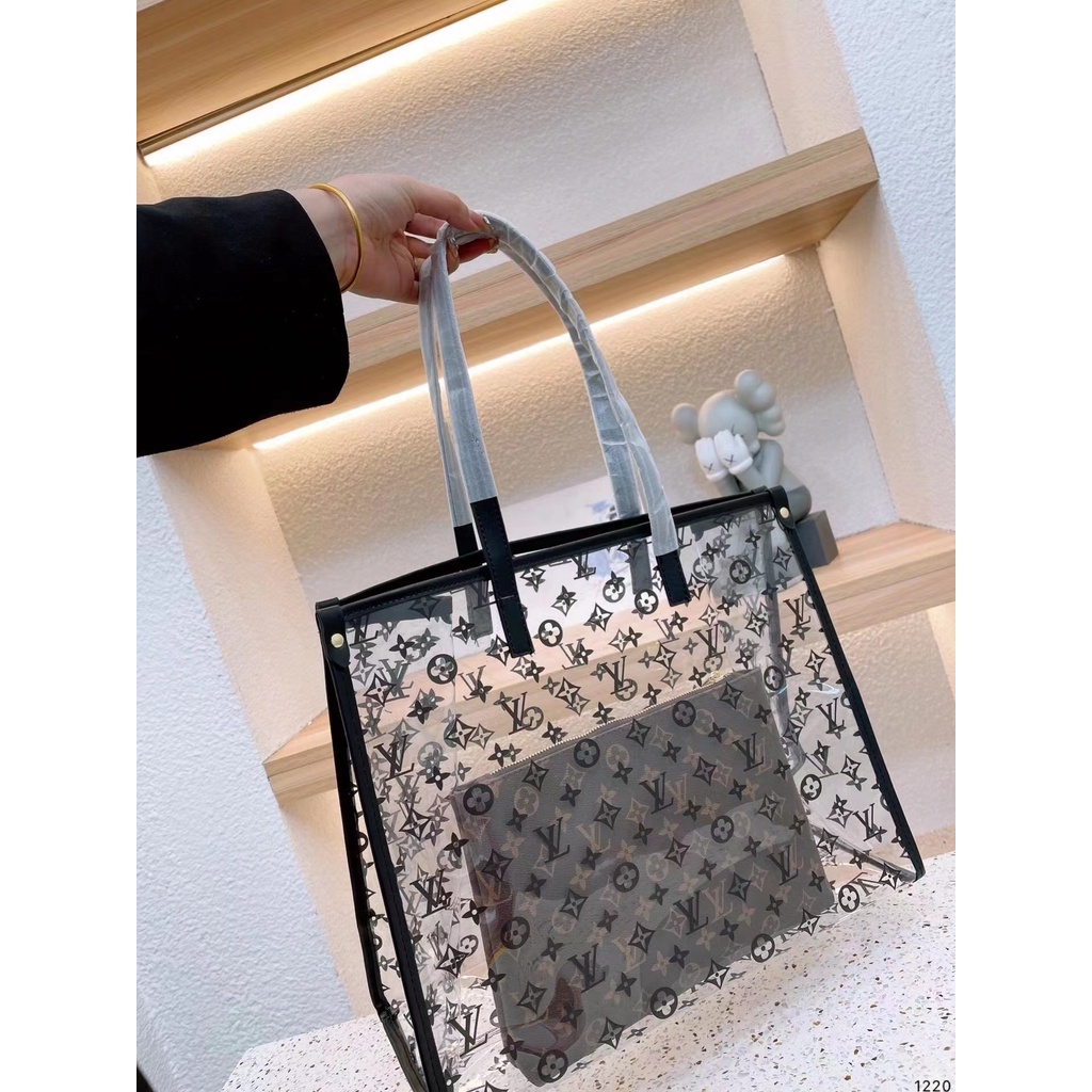 Louis ! !】1V Tote Bag Classic Monogram Print Shopping Bag Beach Jelly Bag  Hand Bag with Small Bag | Shopee Philippines