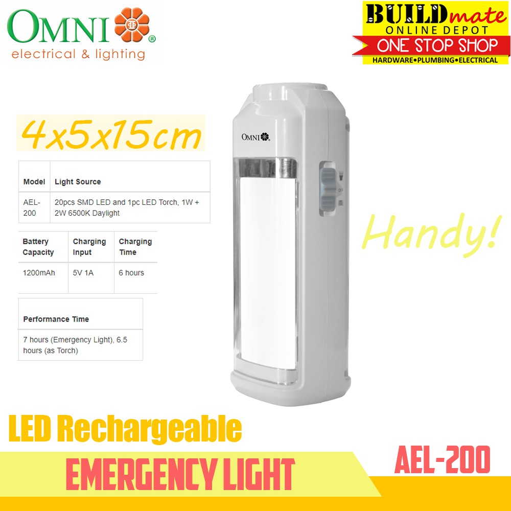 Omni Led Rechargeable Emergency Light AEL200 Shopee Philippines
