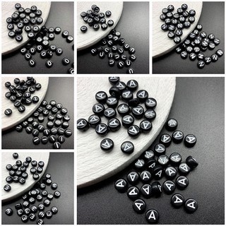 100Pcs/Pack 4*7mm Black Acrylic A-Z Letter Bead Bracelet Beaded