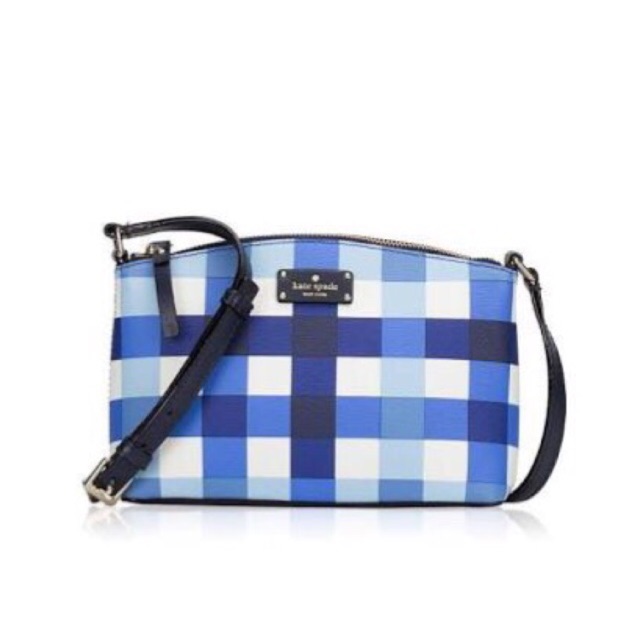 kate spade blue plaid purse