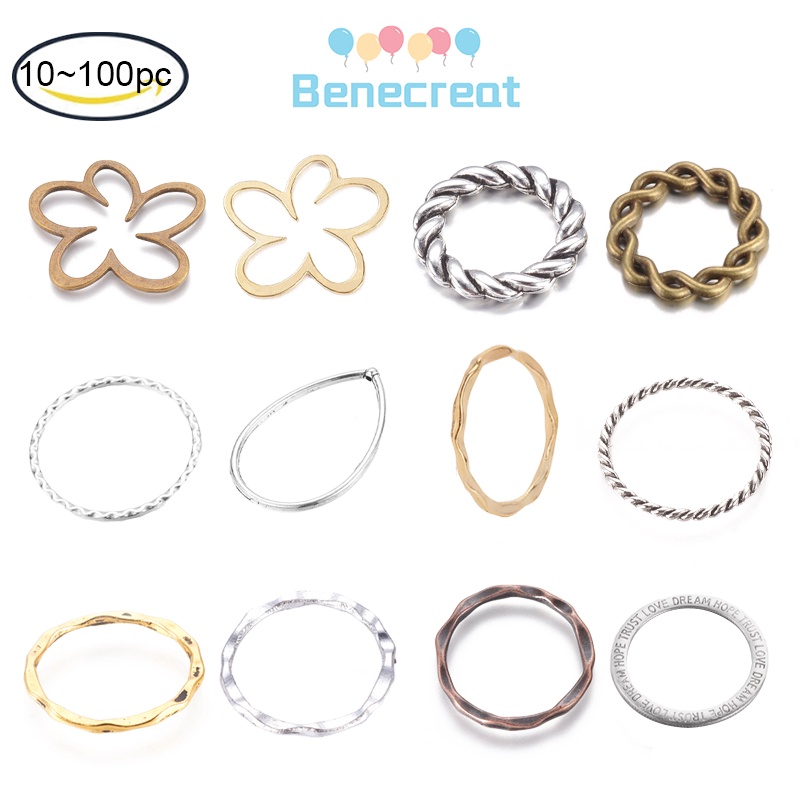 Benecreat 10pcs to 100pcs Alloy Linking Rings Tibetan Style Circle ...