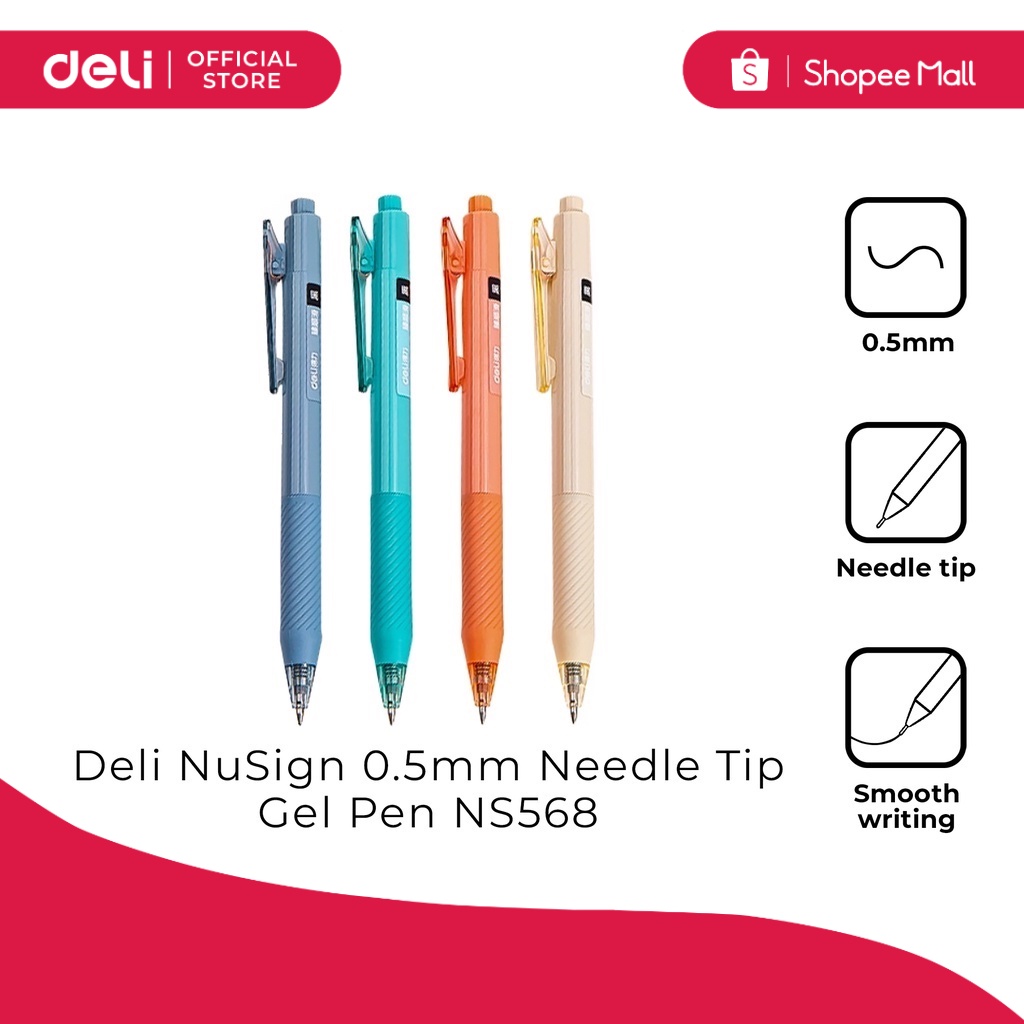 Deli NS568 NuSign 0.5mm Needle Tip Gel Pen 1PC [79NS568] Shopee